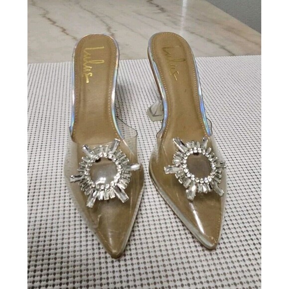 LULUS Clear PVC Rhinestone Slingback Pumps Womens Size 10 - Picture 1 of 8